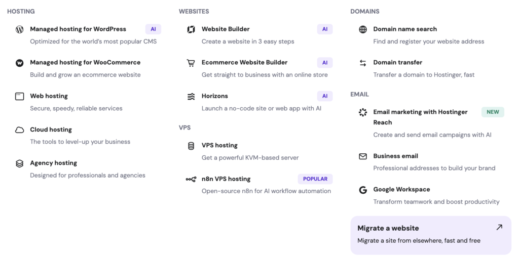Hostinger Services